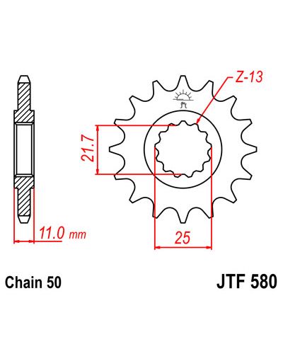 Pignon Moto JT SPROCKETS Pignon acier:JTF580.17dents Pas:530 Pignon Moto JT SPROCKETS Pignon acier:JTF580.17dents Pas:530