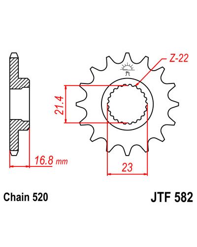 Pignon Moto JT SPROCKETS Pignon acier:JTF582.16dents Pas:520