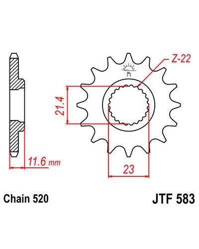 Pignon Moto JT SPROCKETS Pignon acier:JTF583.14dents Pas:520