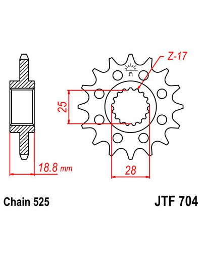Pignon Moto JT SPROCKETS Pignon acier:JTF704.16dents Pas:525