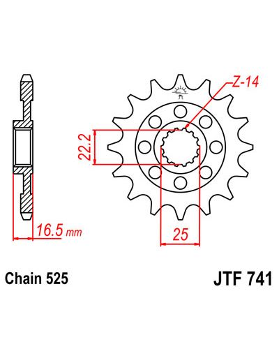 Pignon Moto JT SPROCKETS Pignon acier:JTF742.15dents Pas:520 Pignon Moto JT SPROCKETS Pignon acier:JTF742.15dents Pas:520