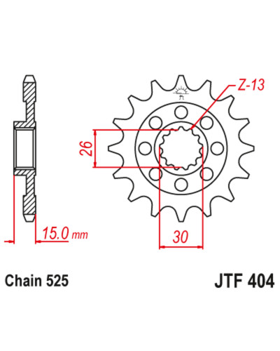 Pignon Moto JT SPROCKETS Pignon avec gomme anti-bruit JT SPROCKETS acier standard 404 - 525