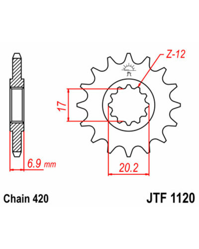 Pignon Moto JT SPROCKETS Pignon JT SPROCKETS 10 dents acier pas 420 type 1120