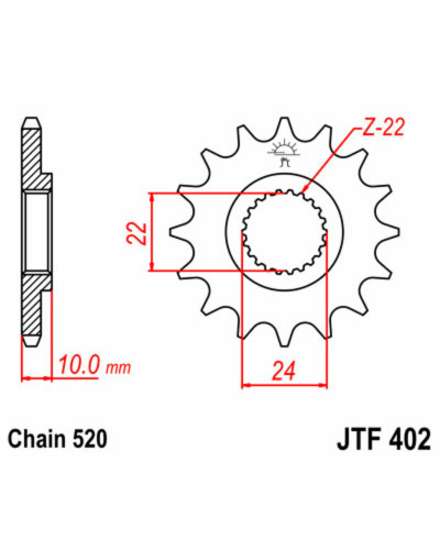 Pignon Moto JT SPROCKETS Pignon JT SPROCKETS 14 dents acier pas 520 type 402