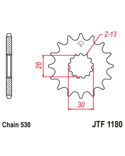 Pignon Moto JT SPROCKETS Pignon JT SPROCKETS acier anti-bruit 1180 - 530