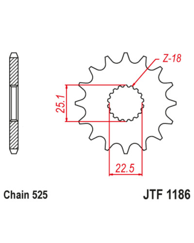 Pignon Moto JT SPROCKETS Pignon JT SPROCKETS acier anti-bruit 1186 - 525