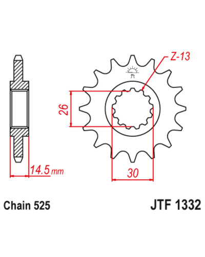 Pignon Moto JT SPROCKETS Pignon JT SPROCKETS acier anti-bruit 1332 - 525