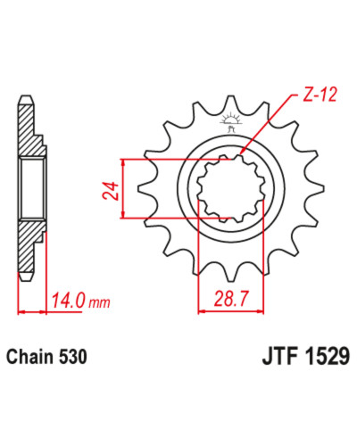 Pignon Moto JT SPROCKETS Pignon JT SPROCKETS acier anti-bruit 1529 - 525