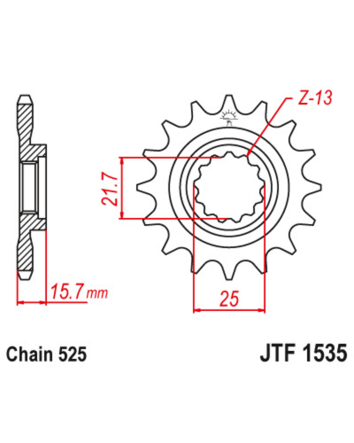 Pignon Moto JT SPROCKETS Pignon JT SPROCKETS acier anti-bruit 1535 - 525