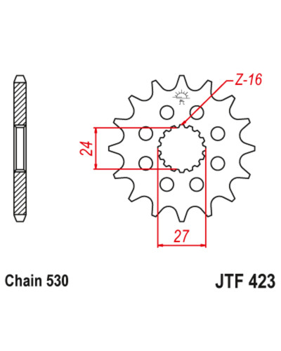 Pignon Moto JT SPROCKETS Pignon JT SPROCKETS acier anti-bruit 423 - 530
