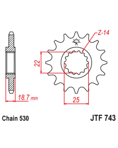 Pignon Moto JT SPROCKETS Pignon JT SPROCKETS acier anti-bruit 743 - 530