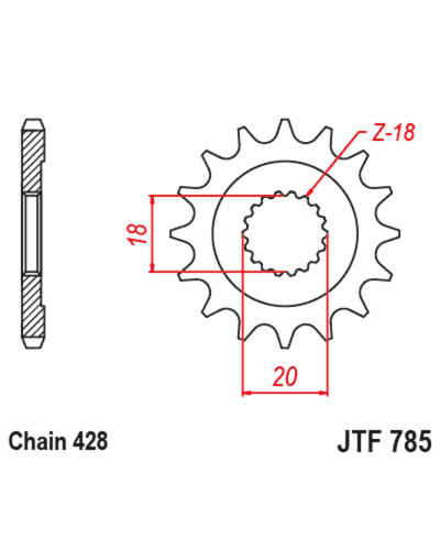 Pignon Moto JT SPROCKETS Pignon JT SPROCKETS acier standard 785 - 428