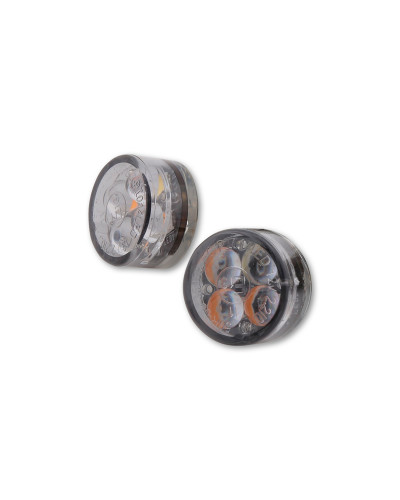 Clignotants Moto LED HIGHSIDER Clignotant/feu de position LED HIGHSIDER smart Module Sixteen 2en1 homologué - verre fumé - la paire