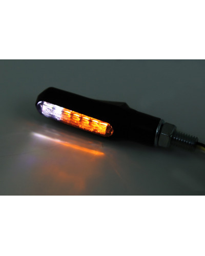 Clignotants Moto LED HIGHSIDER Clignotant/feu de position LED HIGHSIDER smart Shorty Fin 2en1 homologué - verre fumé - la paire