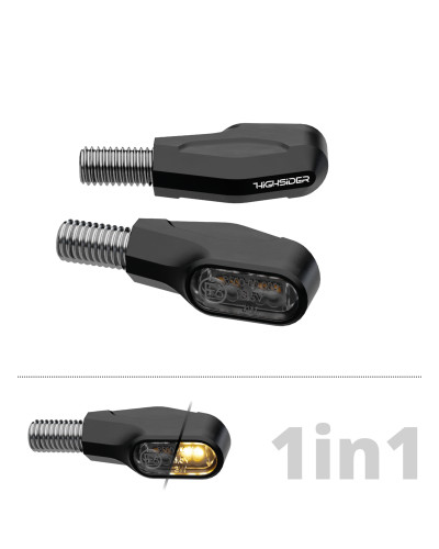 Clignotants Moto LED HIGHSIDER Clignotant LED HIGHSIDER pro Ventura-X homologué - verre fumé - la paire