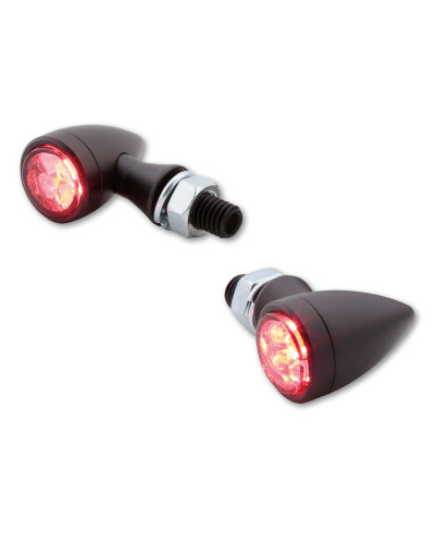 Clignotants Moto LED HIGHSIDER Feu arrière/clignotant LED HIGHSIDER smart Sixteen Bullet 3en1 homologué - verre fumé - la paire