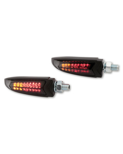 Clignotants Moto LED HIGHSIDER Feux arrière/clignotants LED HIGHSIDER pro - Arc - noir/fumé - homologué E - la paire