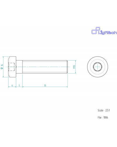 Visserie Moto Standard LIGHTECH Vis LIGHTECH M10 X 40 Type 1006 Ergal or à l'unité