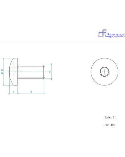 Visserie Moto Standard LIGHTECH Vis LIGHTECH M5 x 10 Type 1030 Ergal or à l'unité