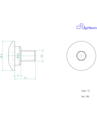 Visserie Moto Standard LIGHTECH Vis LIGHTECH M5 X 10 Type 993 Ergal argent à l'unité