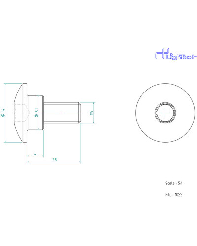 Visserie Moto Standard LIGHTECH Vis LIGHTECH M5 X 12 8 Type 1022 Ergal argent à l'unité