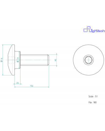 Visserie Moto Standard LIGHTECH Vis LIGHTECH M5 X 15 6 Type 981 Ergal argent à l'unité