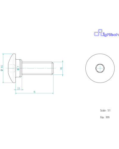 Visserie Moto Standard LIGHTECH Vis LIGHTECH M5 X 15 Type 999 Ergal or à l'unité