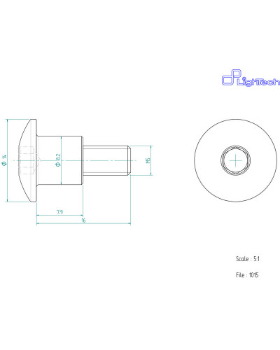 Visserie Moto Standard LIGHTECH Vis LIGHTECH M5 X 16 Type 1015 Ergal or à l'unité