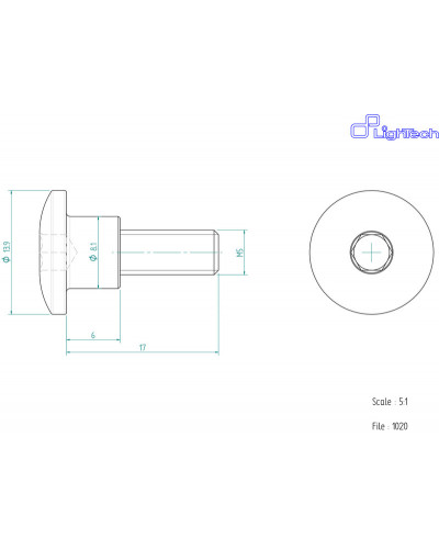 Visserie Moto Standard LIGHTECH Vis LIGHTECH M5 X 17 Type 1020 Ergal or à l'unité