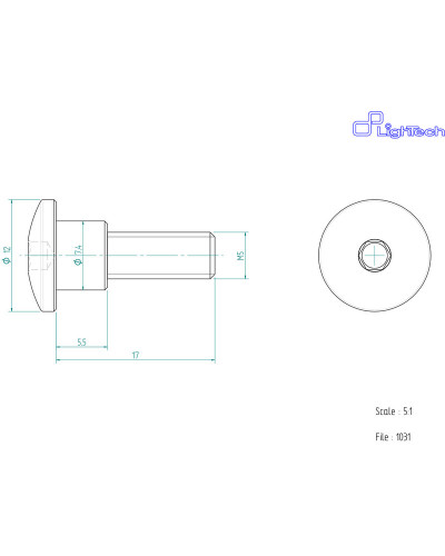 Visserie Moto Standard LIGHTECH Vis LIGHTECH M5 X 17 Type 1031 Ergal or à l'unité