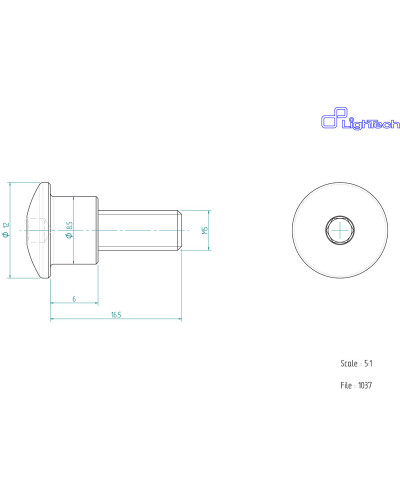 Visserie Moto Standard LIGHTECH Vis LIGHTECH M5 X 17 Type 1037 Ergal or à l'unité