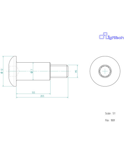 Visserie Moto Standard LIGHTECH Vis LIGHTECH M5 X 20 5 Type 1001 Ergal argent à l'unité