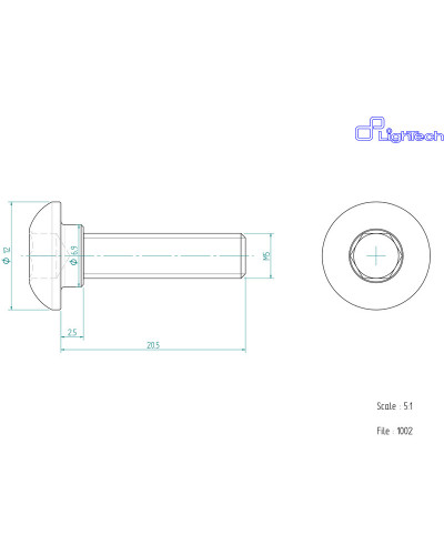 Visserie Moto Standard LIGHTECH Vis LIGHTECH M5 X 20 5 Type 1002 Ergal cobalt à l'unité
