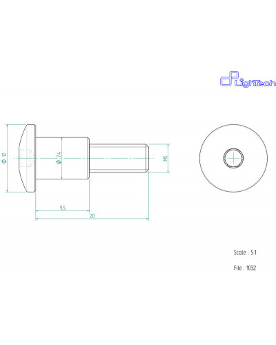 Visserie Moto Standard LIGHTECH Vis LIGHTECH M5 X 20 Type 1032 Ergal or à l'unité