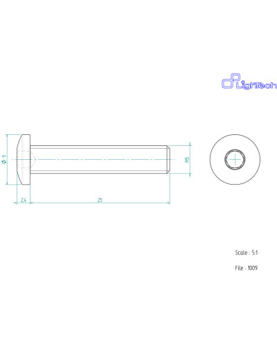 Visserie Moto Standard LIGHTECH Vis LIGHTECH M5 X 25 Type 1009 Ergal argent à l'unité