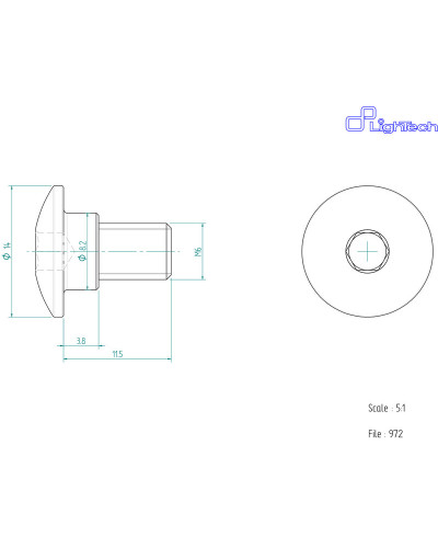 Visserie Moto Standard LIGHTECH Vis LIGHTECH M6 X 11 5 Type 972 Ergal or à l'unité