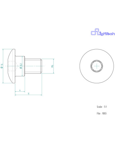 Visserie Moto Standard LIGHTECH Vis LIGHTECH M6 X 11 Type 1003 Ergal or à l'unité
