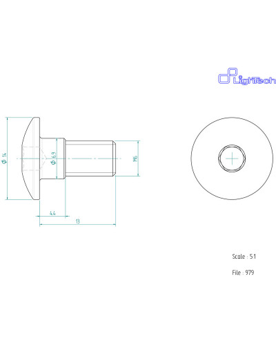 Visserie Moto Standard LIGHTECH Vis LIGHTECH M6 X 13 Type 979 Ergal or à l'unité