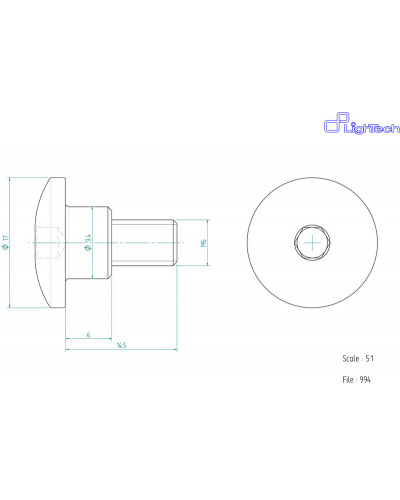 Visserie Moto Standard LIGHTECH Vis LIGHTECH M6 X 14 5 Type 994 Ergal argent à l'unité