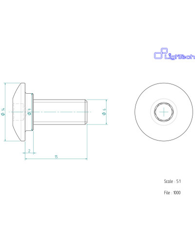 Visserie Moto Standard LIGHTECH Vis LIGHTECH M6 X 15 Type 1000 Ergal cobalt à l'unité