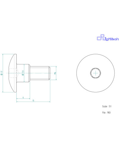 Visserie Moto Standard LIGHTECH Vis LIGHTECH M6 X 15 Type 983 Ergal or à l'unité