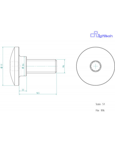 Visserie Moto Standard LIGHTECH Vis LIGHTECH M6 X 16 5 Type 1016 Ergal argent à l'unité