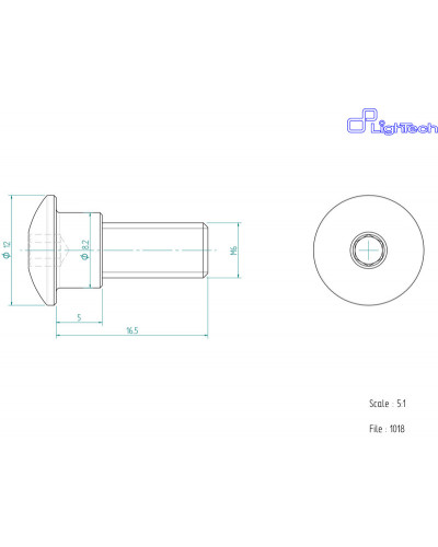Visserie Moto Standard LIGHTECH Vis LIGHTECH M6 X 16 5 Type 1018 Ergal argent à l'unité