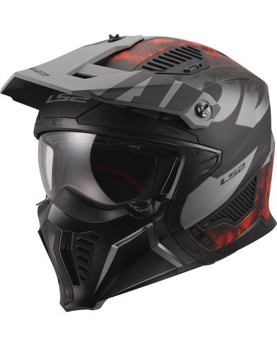 Casque Transformable Moto LS2 Drifter Gas gris-rouge