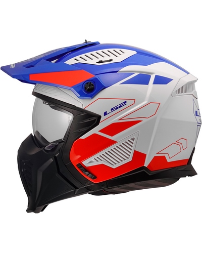 Casque Transformable Moto LS2 Drifter Trek blanc-bleu