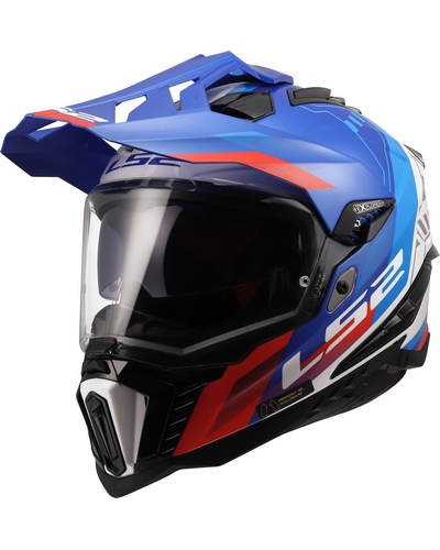 Casque Integral Moto LS2 Explorer Hexa blanc-bleu