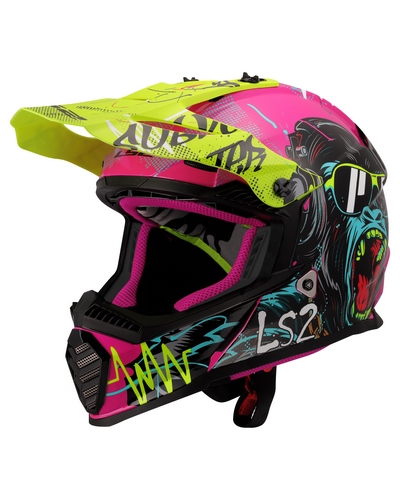 Casque Moto Cross LS2 Fast Evo II Gorilla kid rose