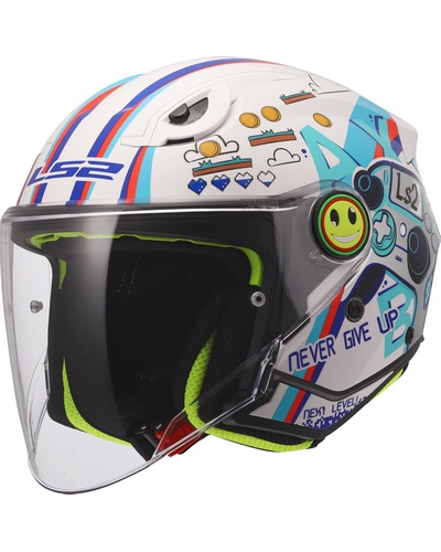 Casque Jet Moto LS2 Funny II kid Next Level blanc