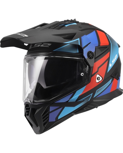 Casque Integral Moto LS2 Pioneer II Block gris-rouge