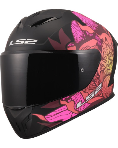 Casque Integral Moto LS2 Rapid III Poppies noir-rose